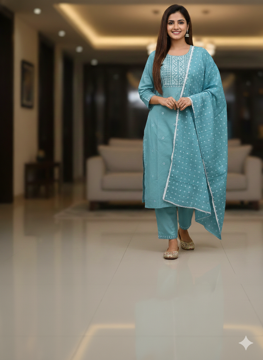 Cotton Kurta Set for Women with Dupatta – Elegant Ethnic Wear